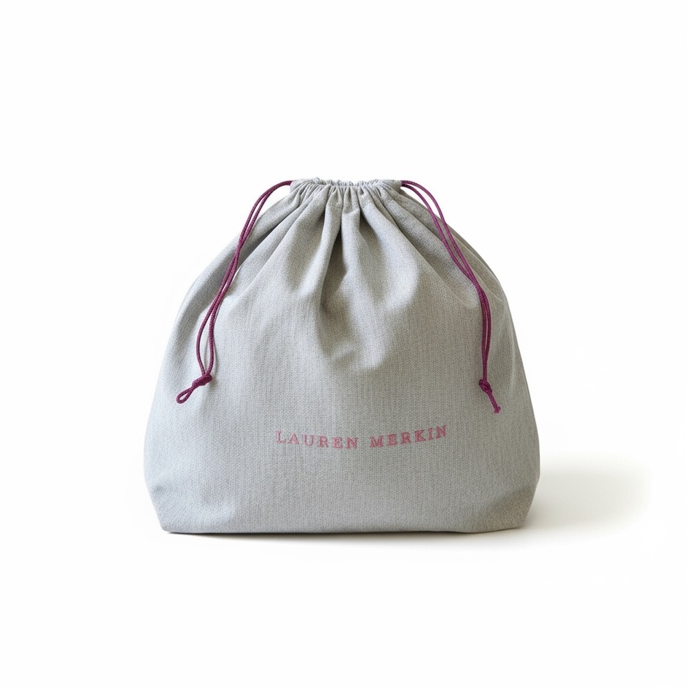Lauren Merkin ♡ Embroidered Logo Handbag Drawstring Dustbag ♡ Grey + Pink ♡